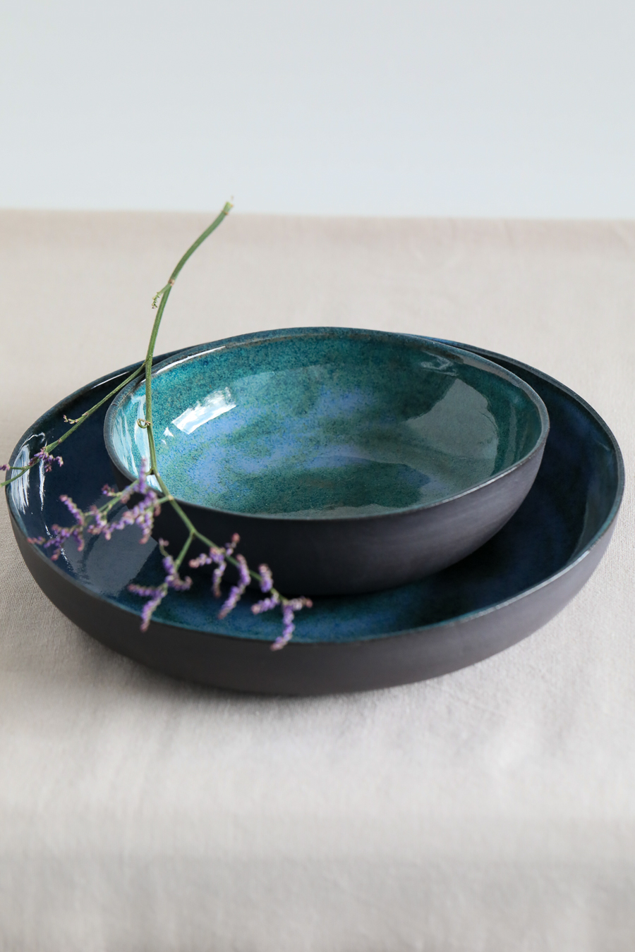 Pasta Bowl black lagoon Vera Wiedermann Ceramics
