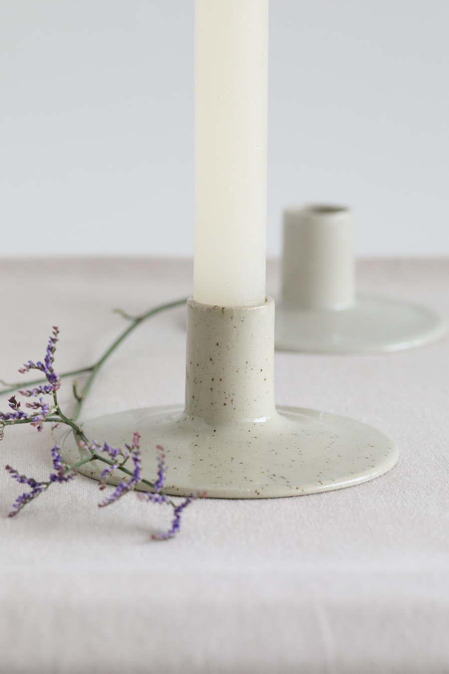 Candlestick dirty celadon Vera Wiedermann Ceramics